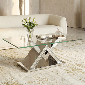Qiacheng-Espejo de lujo para el hogar, Centro decorativo de plata, <span class=keywords><strong>mesa</strong></span> de centro con espejo bajo, vidrio y <span class=keywords><strong>mesa</strong></span> final, venta al por mayor - Product Image 1