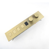 Ensemble de douche pluie encastré en or brossé, thermostatique à commande par bouton, avec douchette anti-brûlure, pour salle de bain moderne et appartement