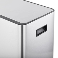 Poubelle à pédale en acier inoxydable, bac sanitaire, poubelle de cuisine à 2 compartiments pour tri des déchets