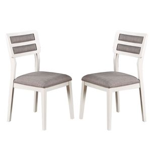 Juego minimalista DB de 2 sillas de comedor tapizadas de Tela Gris, cuero blanco claro para salas de estar, hogar, oficina, muebles simples para el hogar - Product Image 1