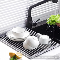 Égouttoir pliable pour évier de cuisine en acier inoxydable, tapis de séchage pour vaisselle, ustensiles, fruits et légumes, organisateur de rangement