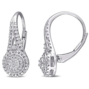 Orecchini pendenti rotondi con cristalli pavé per donna, tono argento, eleganti accessori moda per feste - Product Image 3