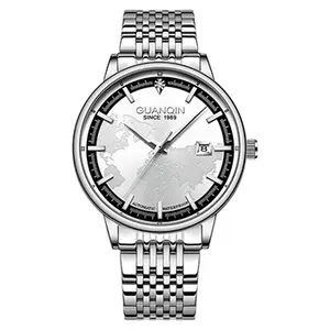 GUANQIN New Men's Luxury Sport Mechanical Wristwatches Dual Calendar Automatic Steel Watch for Men Luminous Waterproof Watch
