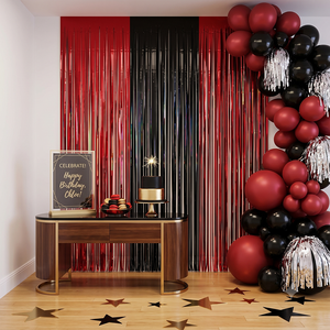 Wiederverwendbare Metallfolie Fransen-Hintergrunddekoration Glitzernde Lametta-Vorhänge für Sweet 16 Quinceanera Geburtstagsfeier Hintergrund - Product Image 5