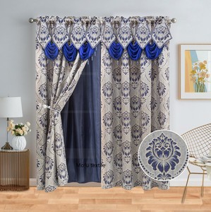 Cortinas opacas de jacquard de alta calidad Mofu para sala de estar, cortinas de lujo listas para usar con cenefa, nuevos diseños de moda. - Product Image 1