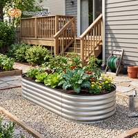Pot de fleurs en métal galvanisé, résistant à la rouille, avec revêtement en zinc, pour jardin extérieur, conteneur pour plantes, pour la culture d'herbes et de légumes à la maison ou sur la terrasse
