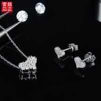 Parure de bijoux en moissanite en forme de cœur pour femme avec placage or/platine/rhodium, sertissage griffe, pendentif, boucles d'oreilles et bracelet en argent 925