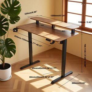 Electric Height Adjustable Desk 1200mmx600mm Double Layer Metal Frame Home Office Study Gaming <b>Workstation</b> - Product Image 1