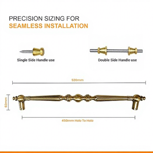 Poignée de meuble en laiton traditionnelle, bouton de porte, quincaillerie de mobilier, design durable - Product Image 3