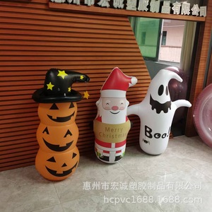 Chimenea inflable de PVC con gorro de Papá Noel para decoración navideña al aire libre - Product Image 2