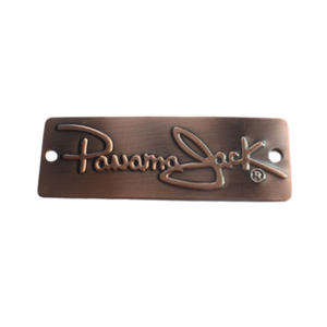Plaque d'étiquette en métal avec logo Plaque d'étiquettes de meubles en métal doré personnalisé Étiquette en métal avec logo de couture avec trous - Product Image 3