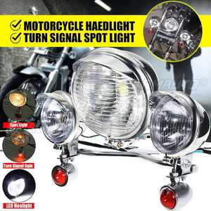 Faro Universal de 12V para motocicleta, luz antiniebla, color negro/cromado, para Honda, Yamaha, Kawasaki, Suzuki, Triump Cafe Racer - Product Image 1