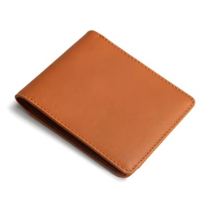 Cowhide Open Leather Anti-Theft Vintage Stylish Design Portable Unisex Credit <b>Id</b> Card <b>Holder</b> Nylon Thread Short Pocket - Product Image 6