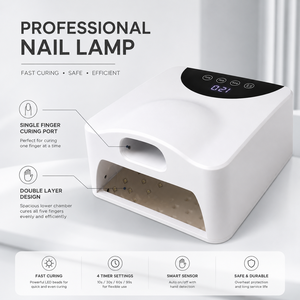 2026 High Power Plastic UV LED Nail <b>Lamp</b> FD-777 Fast Curing Gel Polish Dryer Double Layer Design Single Finger Curing Port Salon - Product Image 6