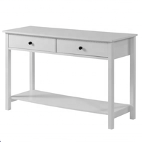Console moderne en bois pour entrée et salon, table de canapé blanche avec étagère ouverte et 2 tiroirs, table console pour couloir