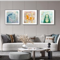 Art mural abstrait 3D cheval pour la décoration murale du salon de la maison et de l'hôtel pour une ambiance élégante