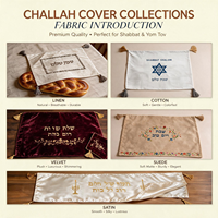 Cubierta de Challah de Lino Azul Claro de Doble Capa con Motivo de Estrella de David y Ojo Turco, Judaica Personalizada para Shabat, Cena Ritual Familiar en Casa