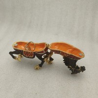 Boîte à Bijoux Articulée en Métal Émaillé avec Strass, Motif Cheval Noir, Cadeaux d'Anniversaire, Cadeaux de Nouvel An, Décoration d'Intérieur