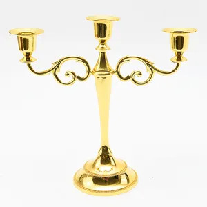 Dapat digunakan kembali KD pernikahan Gereja dekorasi liburan dapat digunakan kembali Halloween emas perak lancip tempat lilin 3 lilin logam candelabra