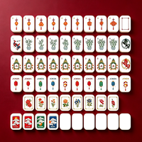 Nouvel ensemble de tuiles de mahjong américaines en acrylique gravées, rouge célébration, avec tapis, supports, table de mahjong, jeu de société, divertissement, jeu de hasard
