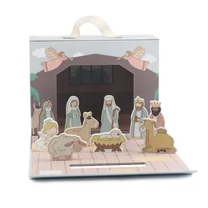 Montessori trẻ em vai trò chơi đồ chơi bằng gỗ Chúa giáng sinh cảnh theo chủ đề khối theo chủ đề carton Set đồ chơi - Product Image 2