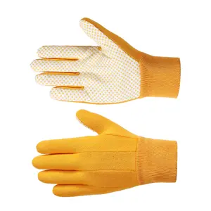 Prix usine anti-dérapant coton tricot gants de sécurité plantation fleur jardinage Pvc pointillé gants de jardin avec des points sur la paume