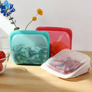 ถุงเก็บอาหารซิลิโคนใสสีแดงสีเขียวใช้กับไมโครเวฟได้ภาชนะปิดผนึกแบบใช้ซ้ำได้สำหรับการเตรียมอาหารในครัว - Product Image 1