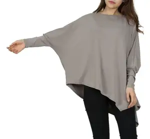 Women Spring Oversize Irregular Long Shirts batwing Sleeve Casual special cutting Loose Tops Big size lady blouses