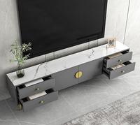 Ensemble meuble TV et table basse en bois massif, style européen moderne, luxueux et orné de lumières, pour salon