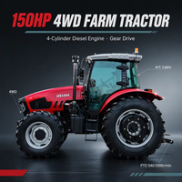 Tracteur agricole 150 ch 4x4 avec cabine climatisée, système hydraulique, châssis robuste