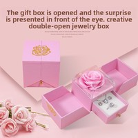 Neue Farbserie Doppelöffnende Rosen-Seifenblumen-Geschenkbox Umweltfreundliche Starre Schachteln mit Schublade für Schmuck und Ringe