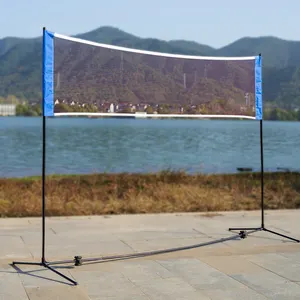 Equipamento esportivo ao ar livre para prática de raquetes de pickleball, raquete dobrável de aço para quadra de críquete e badminton, rede simples e ajustável