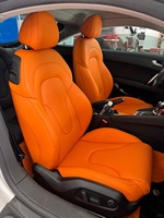 Sarung Jok Mobil Kulit PU Universal Murah Pelindung PVC Satu Set Lengkap Warna Oranye untuk BMW