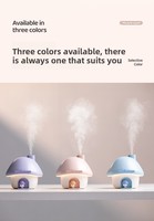 Humidificateur d'air portable rechargeable en forme de maison champignon, lampe de nuit, 300 ml, lumière coucher de soleil colorée, mini humidificateur ultrasonique de bureau