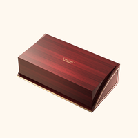 Boîte d'emballage de parfum de luxe à couvercle rabattable en texture bois, étui de présentation personnalisé avec logo pour plusieurs flacons de parfum