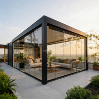 3x3 3x4 Moderne Wasserdichte Winddichte Anti-UV Outdoor-Balkon-Pergola aus Aluminium mit Motorisiertem Ferngesteuertem Verstellbarem Lamellendach
