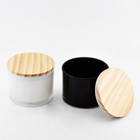 Pot à bougie en verre transparent de luxe personnalisé avec couvercle en liège naturel et emballage en boîte cadeau cylindrique pour la décoration de la maison, les mariages et l'aromathérapie