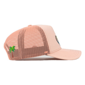 TCAP China Custom 5 Panel Cotton Fabric Cap <b>Flat</b> Embroidery Pink Trucker <b>Hat</b> - Product Image 4