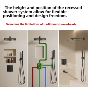 Modern Bathroom Accessories Set Brass Rainfall Shower System with Water Leader Hidden Wall <strong>Bidet</strong> Faucet for Modern Bathrooms - Product Image 4