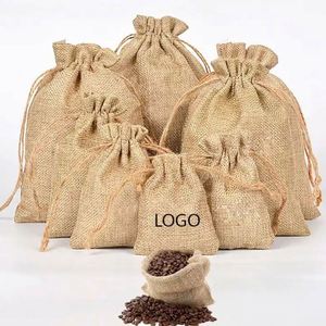 Wholesaler Printed Eco-Friendly Customizable Small Jute Burlap Drawstring Gift Bag - Product Image 1