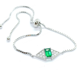 2021 Hot Sale Jewelry S925 <b>Silver</b> <b>Charm</b> Adjustable <b>Bracelets</b> Lab Grown Emerald Stone for WOMEN'S Gift Party - Product Image 4