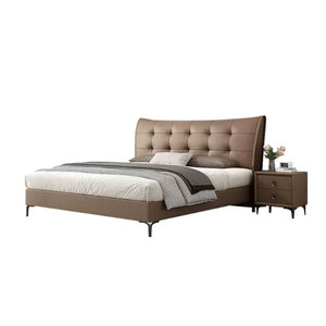 Leather <b>Bed</b> Modern Simple Apartment Luxury Double <b>Bed</b> 1.8 Meters High-end Atmospheric Bedroom <b>Size</b> <b>Bed</b> T18 <b>Size</b> <b>Bed</b> T18 - Product Image 4