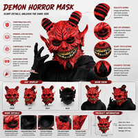 Topeng Wajah Penuh Lucu Baru 2026 untuk Dekorasi Halloween, Topeng Lateks Bercahaya, Perlengkapan Pesta Horor Halloween
