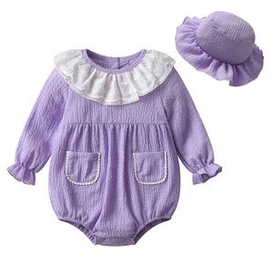 Conjunto de Dos Piezas de Manga Larga para Recién Nacidos, Mono Morado con Gorro para Bebés Niñas, <span class=keywords><strong>Ropa</strong></span> de Princesa para Uso Diario en Otoño - Product Image 5