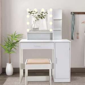 Meilleure vente Table de toilette moderne en <span class=keywords><strong>bois</strong></span> éclairée avec tiroirs et coiffeuse à miroir pour meubles de <span class=keywords><strong>chambre</strong></span> à coucher - Product Image 4