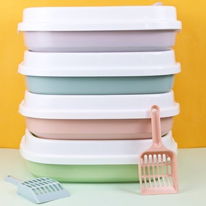 <b>Cat</b> Litter <b>Box</b> Rectangle Semi Enclosed Open Design For <b>Cat</b> Blue Pink Green Purple - Product Image 1
