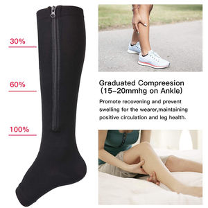 Wholesale <b>Women</b> Zipper Compression <b>Socks</b> Zip Leg Support Knee Sox Open Toe Solid Color <b>Sock</b> Fashion and Leak - Product Image 3