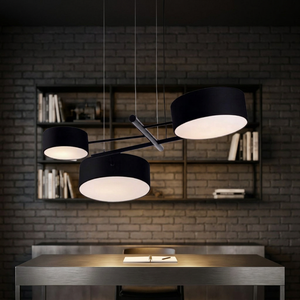Lámpara Colgante Moderna Negra con Pantalla Cilíndrica Redonda, Lámpara LED para Sala de Estar, Altura Ajustable, Cuerpo de Metal, Base para Bombilla E27 - Product Image 4