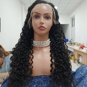 Nuevo producto rizo birmano Cómo se vende peluca humana de cabello brasileño de 30 pulgadas Envío de la gota cabello crudo cierre rizado birmano encaje frontal - Product Image 1