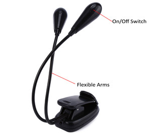 Lampe de lecture portable à double tête 8 LED, alimentée par piles, avec pince <span class=keywords><strong>pour</strong></span> livre, lampe de bureau réglable <span class=keywords><strong>pour</strong></span> chambre et bureau - Product Image 5